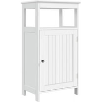YANG2 4-Tier Bathroom Floor Storage Cabinet, Bathroom Free Standing Storage Organizer with Single Door and Adjustable Shelf, Narrow Side Cabinet for Living Room, Kitchen, Hallway-White