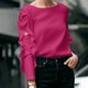 thumbnail image 3 of Blusa elegante de otoño VONDA de talla grande 5XL, color liso, a la moda, para mujer, 2024, con volantes, manga larga, holgada, informal, 3 of 5