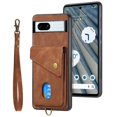 thumbnail image 1 of SaniMore Case for Google Pixel 7A 6.1" 2023, [Flip Card Slot Design Kickstand] Removeable Wrist Strap Magnetic Car Mount Wear-resistant PU Leather Skin Shockproof Anti-drop Shell, Brown, 1 of 9