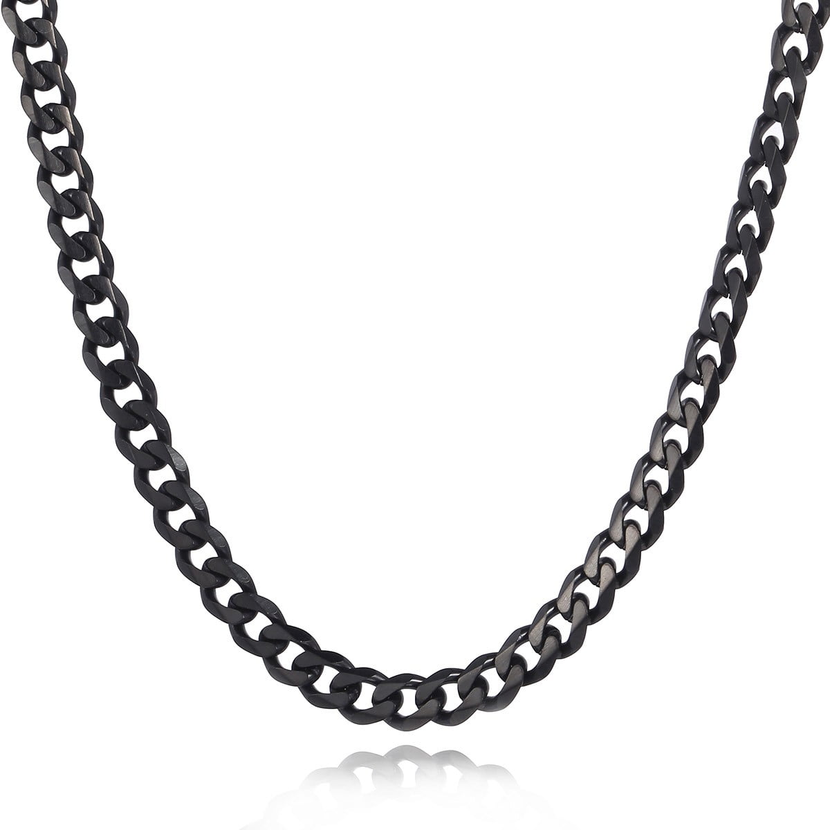 Canada Men's Chain Black Dark Grey Necklace Curb Cuban Jewelry Stainless Steel 