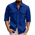 thumbnail image 2 of DAFPZW Mens Casual Waffleknit Shirt 3/4 Sleeve Button Down Collared Summer Shirts Loose Fit Hawaiian Beach Shirts with Pockets, 2 of 5