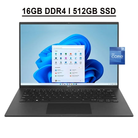 LG Gram 14 Business Laptop 14" WUXGA (1920 x 1200) IPS DCI-P3 99% Display 12th Gen Intel 12-Core i7-1260P Processor 16GB DDR4 512GB SSD Backlit Fingerprint Thunderbolt DTS X Ultra HDMI Win11 Black