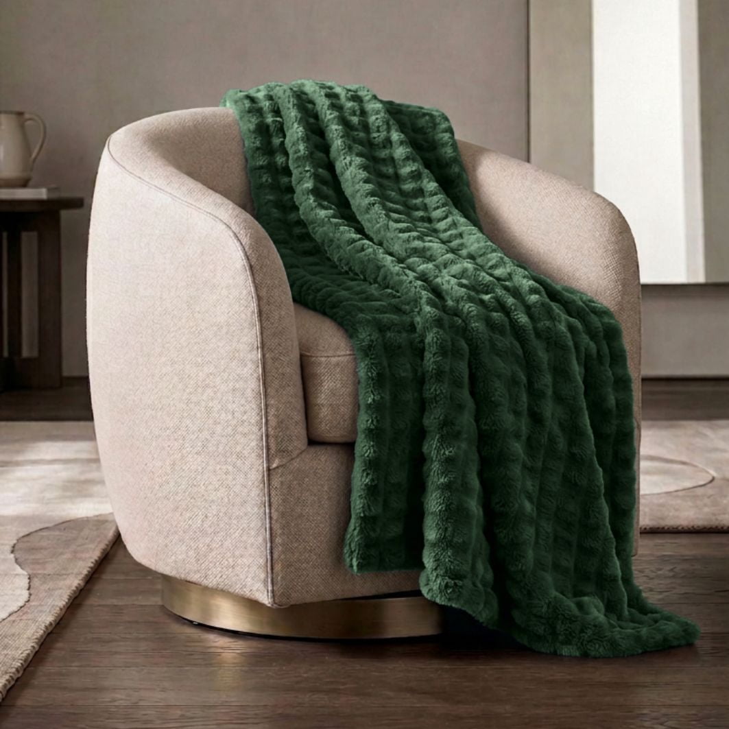 Cozy Haven Luxury Bubble Plush Oversized Couch Throw Blanket, Green, 50 x 72 in