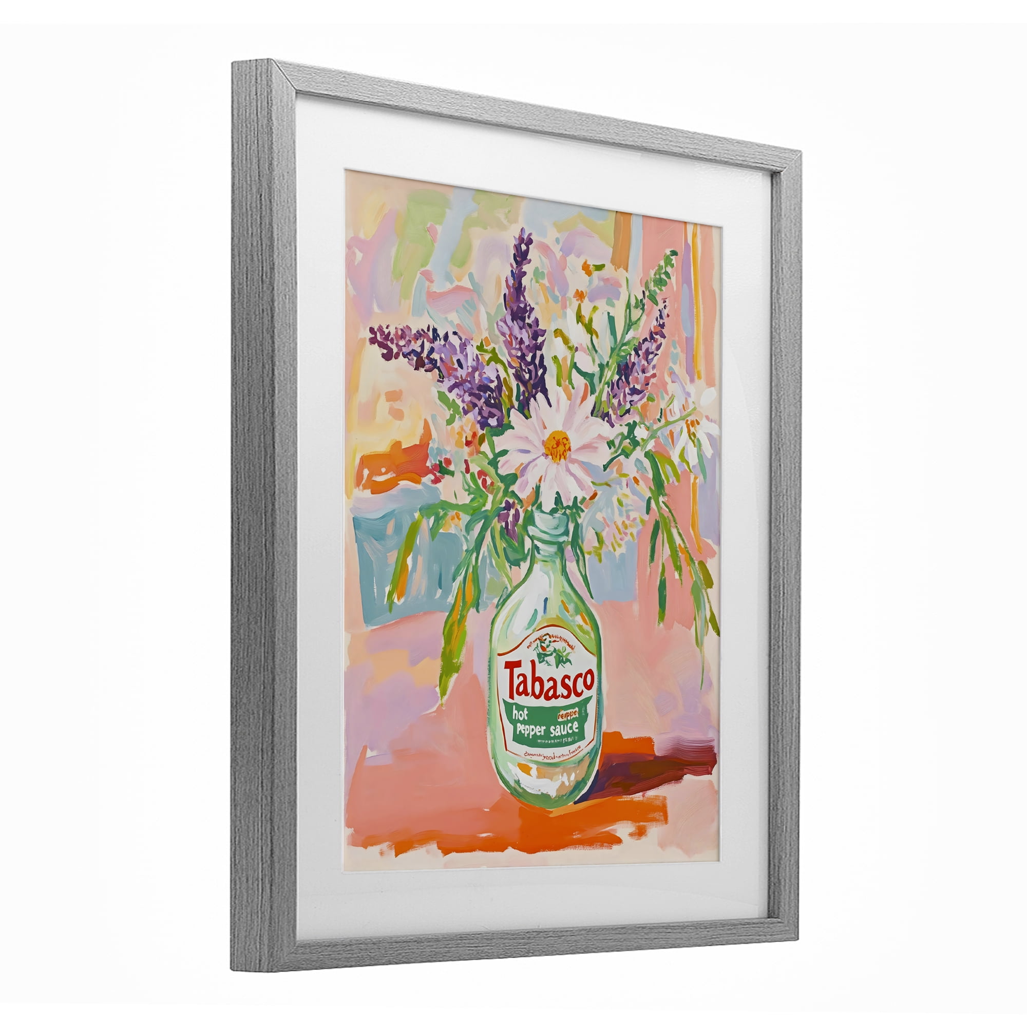 Stupell Industries Hot Sauce Bottle Bouquet Gray Framed Print Under Glass, design by The Prints Vibe