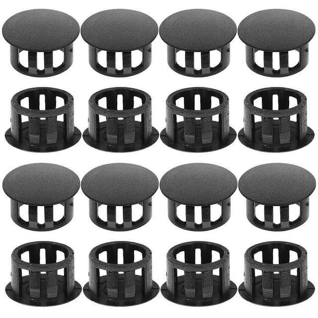 Bouchons de Porte d'Armoire Couvercle de Trou de Meuble Installation et Retrait Facile Noir Abs 100 Pcs