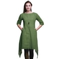 thumbnail image 1 of Bimba Kurti Asymétrique Brun à Blocs Damassés Imprimés pour Femmes, Robe d'Été Indienne Tunique, Très Grand, 1 of 6