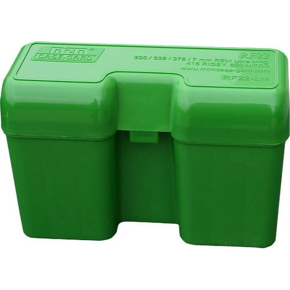 MTM RF-22 Rifle Ammo Box Flip-Top, 22rd Ultra Mag, Poly Green
