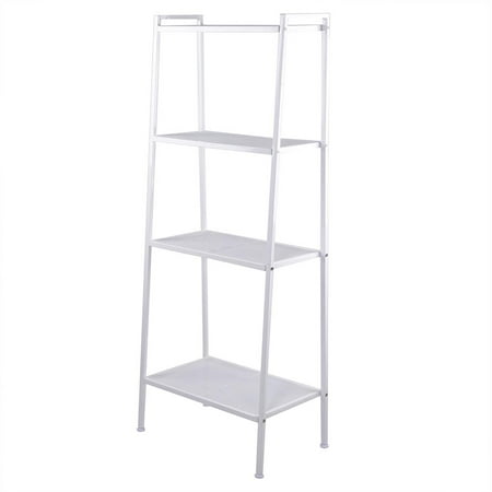 Corner Leaning Shelf 4 Tier Metal Leaning Ladder Storage Rack Shelf Bookshelf Bookcase Corner Display 23-3/5