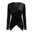 thumbnail image 3 of T Shirts for Women Sequin Tops Black Long Sleeve Sparkly Top Glittery Top Dressy Tops Women Ladies Holiday Tops, 3 of 4