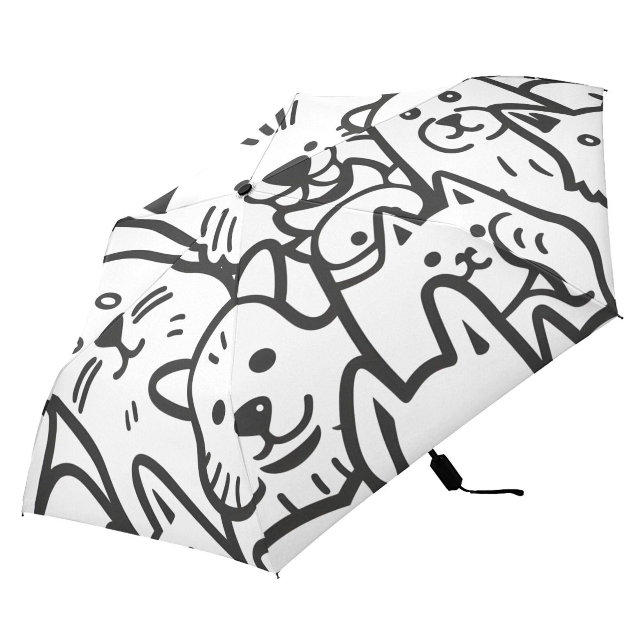 ALAZA Cute Funny Cat UPF 50+ Compact Folding Umbrella for Rain Travel Umbrella Packable