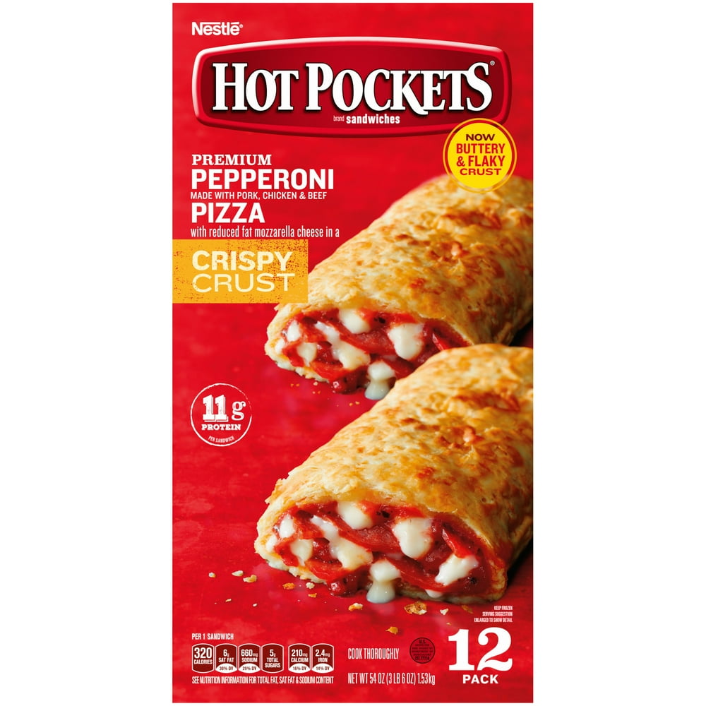 Hot Pockets Premium Pepperoni Pizza Crispy Crust Frozen Snacks 54 oz