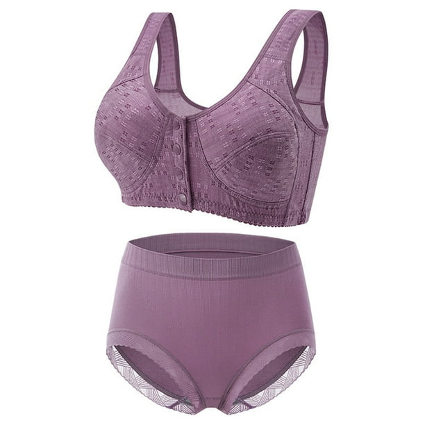Sujetador push up de gran tamaño con botones delanteros y sin aros para mujer, traje a juego