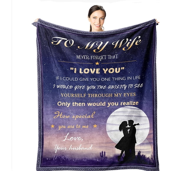 Couverture Cadeaux pour Femme - à Ma Femme Couverture de Mari - Cadeaux pour Elle Femme - Cadeaux d'Anniversaire pour Femme Couvertures 60"X50 Pouces - Idées Cadeaux Anniversaire Mariage - Cadeaux Romantiques pour Elle