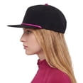 thumbnail image 7 of TOPTIE 5-Panel Rope Snapback Baseball Cap, Adjustable Flat Brim Hat, Quick Dry Soft Top Cap for Men Women Outdoor - Black/Hot Pink, 7 of 7