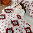 thumbnail image 4 of Manfei Boho Hippie Aztec Bedding Comforter Set 7-Piece, Retro Geometric Abstract King Bedding Sets, Tribal Western Style Reversible Bed Sheets, Ultra Soft Home Decor, 4 of 7