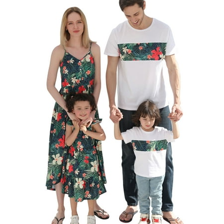 

Peyakidsaa Family Matching Outfits Mommy and Me Dresses Floral Printed Men Boy Shirt Baby Romper