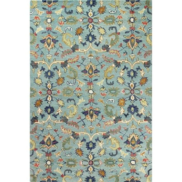 Bashian R131-TE-76X96-AL110 Tapis de Zone Tufté à la Main 7 Pi. 6 Po. x 9 Pi. 6 Po. Valencia Transitionnel 100 % Laine, Turquoise