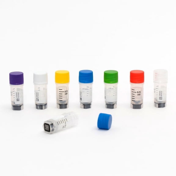CryoKING Cryogenic 0.5ml Vials Plastic Sample Tubes Cryovials with Caps Bottom 2D Barcode for Sample Collection and Storage (External Thread), 1000 Pcs/Case