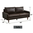 thumbnail image 5 of Hybition Faux Leather Sofa Modern Couch with Wooden Legs Brown, 5 of 8