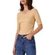thumbnail image 4 of Camiseta básica casual de mujer con cuello en V, de manga corta, elástica y ligera, talla M, color albaricoque, 4 of 6