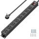 thumbnail image 1 of CRST Regleta de alimentación de metal resistente de 8 salidas, protector contra sobretensiones de regleta de alimentación 2100J, regleta de alimentación montable con cable de 6 pies para el hogar, ofi, 1 of 5