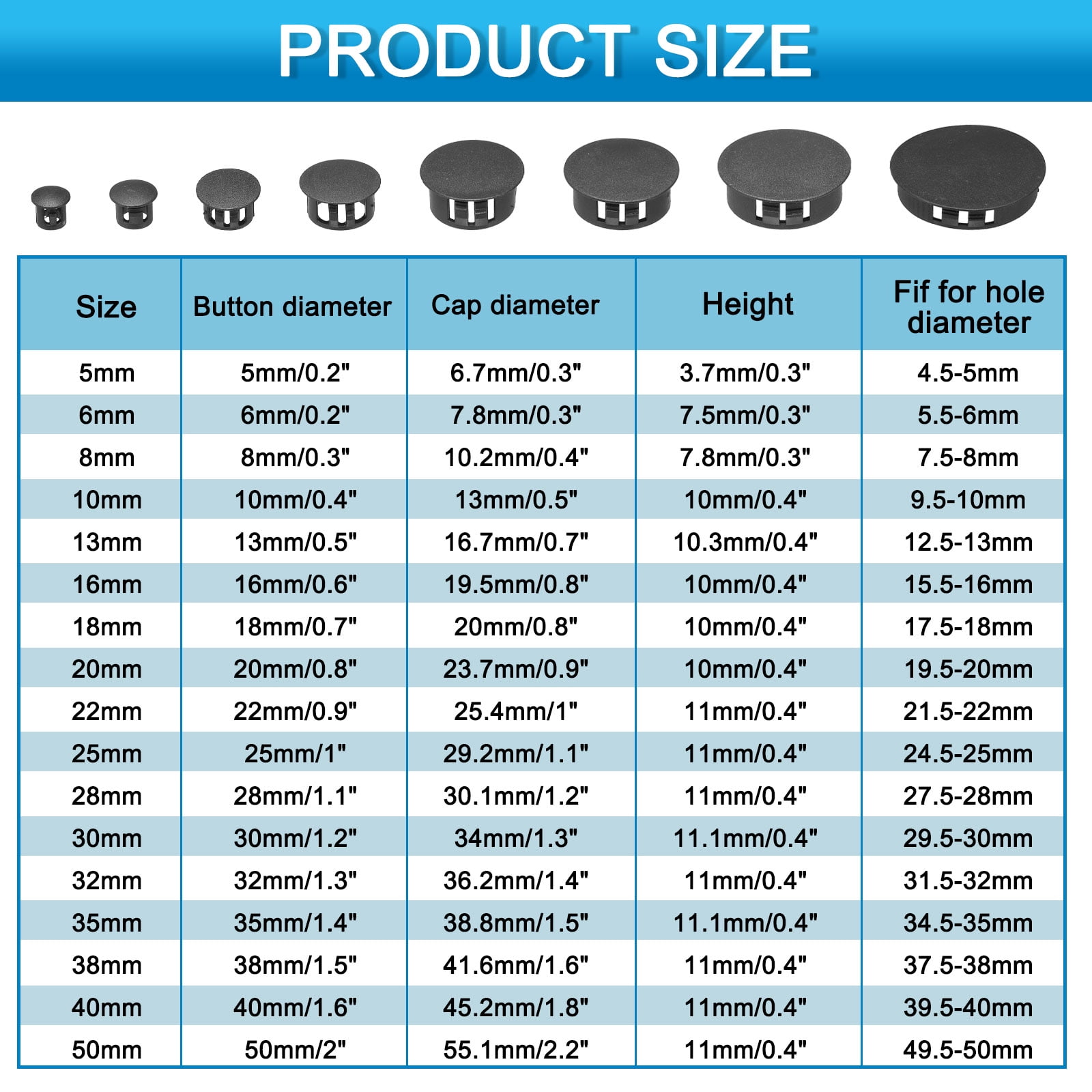 Unique Bargains Durable Plastic Hole Plugs for Furniture Applications Dark Brown 1/2"