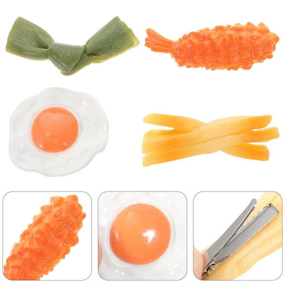 KONTONTY 4Pcs Novelty Simulated Food Hairpins Assorted Colors Hair Decorations