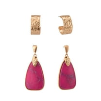 The Pioneer Woman Adult Female Gold-Tone Metal Hoop and Stone Drop 2pc Earring Set