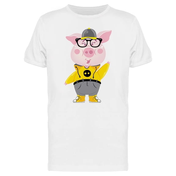 Cool, Funny Teenager Pig Cartoon Tee Men's -Image by Shutterstock