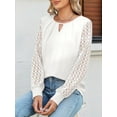 thumbnail image 4 of Womens Long Sleeve Shirts Lace Tops Business Casual Fall Fashion Outfits Clothes Knitted Y2k Blouses White S, 4 of 7
