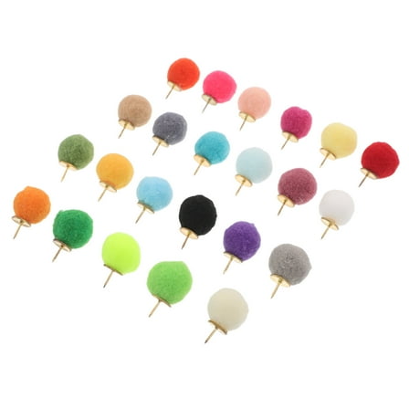 Worgeous 100pcs Pom Pom Push Pins Decorative Fluffy Thumb Tacks Photo Poster Map Memo Note Holder Pins for Cork Board Bulletin Board