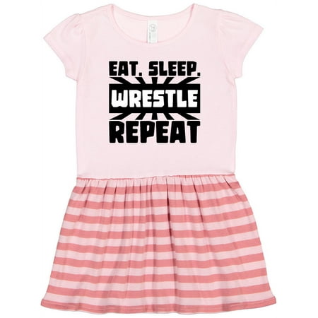 

Inktastic Eat Sleep Wrestle Repeat Gift Toddler Girl Dress