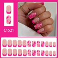 thumbnail image 2 of Uñas postizas BLGTGH medianas cuadradas rosa floral 24 piezas, 2 of 7