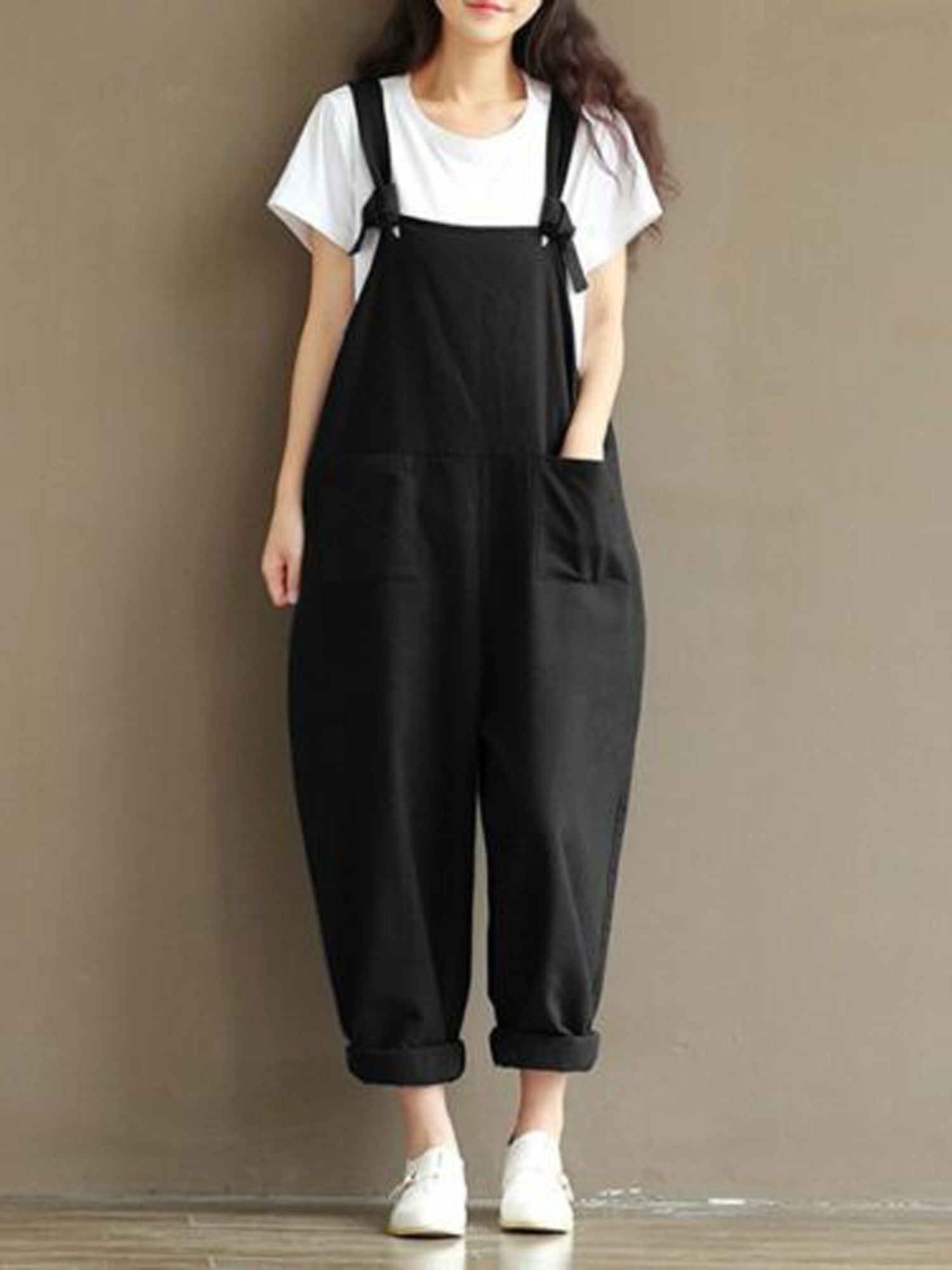 Gwiyeopda Women Casual Loose Linen Cotton Jumpsuit Dungarees Playsuit  Trousers Overalls M-3XL - Walmart.com