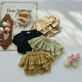 thumbnail image 5 of GYRATEDREAM Toddler Baby Girls Layer Shirred Skort Kids High Elastic Waisted Tiered Smocked Ruffle Mini Skirt with Shorts Underneath for 2-7 Years, 5 of 8