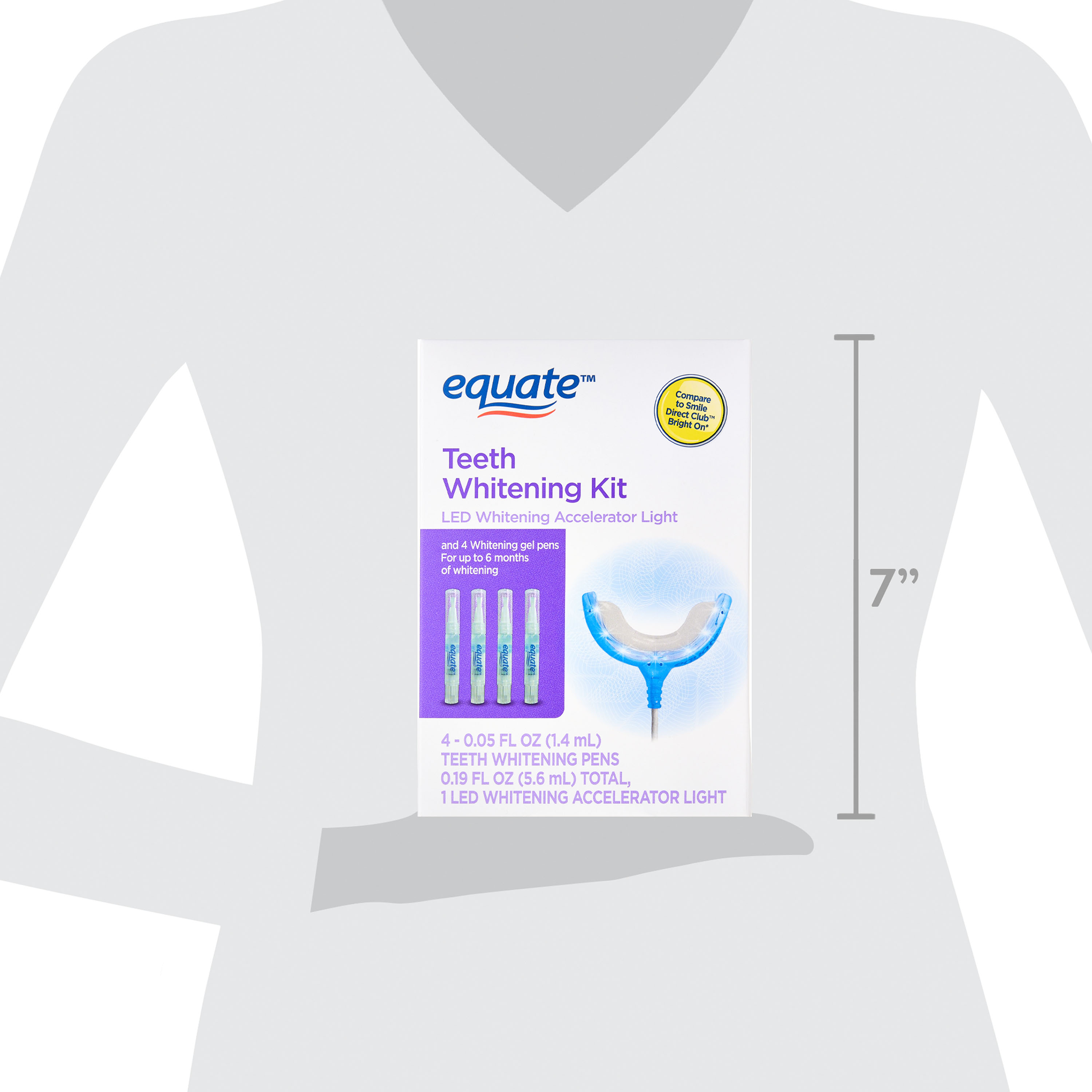 Equate Premium Teeth Whitening Kit, 4 Gel Pens + 1 LED Light