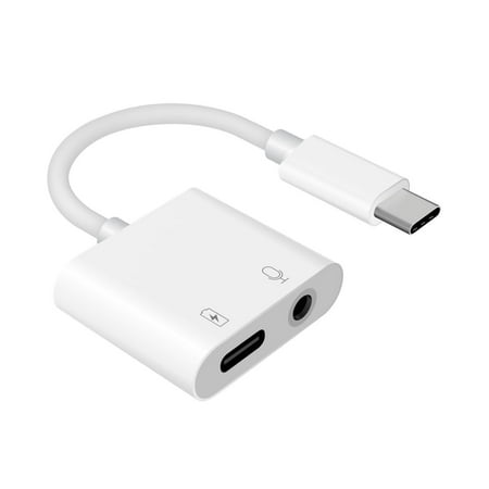 Dual Type-C (USB-C) to 3.5mm Headphone Jack Audio Converter and Charger Adapter Dongle Cable Compatible with TCL 30 Z