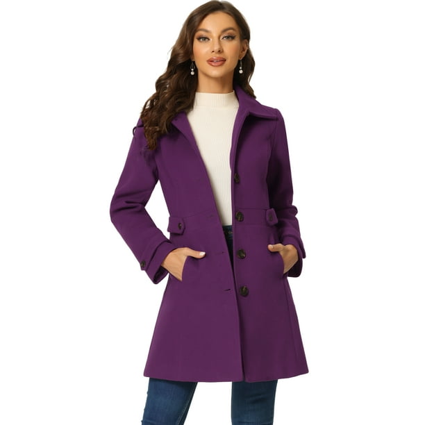 Abrigo Largo Allegra K Púrpura XL para mujer
