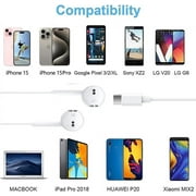 USB C Headphones Wired for iPhone 16/15, 2 Pack Type C Wired Headphones Earbuds Earphones in-Ear HiFi Stereo Sound with Mic Volume Control for iPhone 16/15 iPad Pro/Samsung Galaxy Ultra/USB-C Tablets