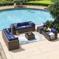 thumbnail image 3 of Aoxun 10 Piece Patio Furniture Set Wicker Rattan Patio Conversation Set Outdoor Sectional Sofa Set with Coffee Table and 4” Thickened Cushions, Blue(Waterproof Cover Included), 3 of 7