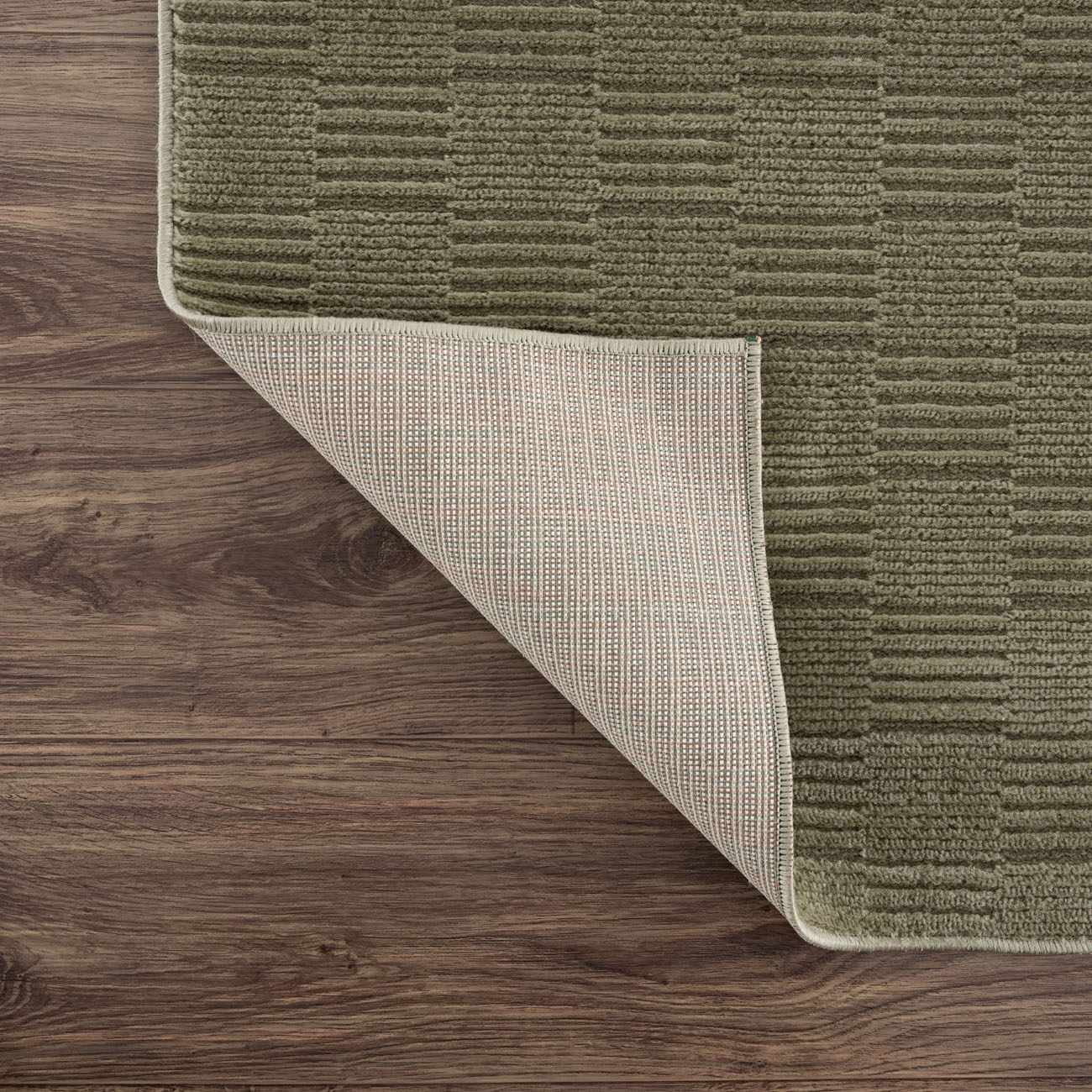 Hauteloom Kazuma Living Room, Bedroom Machine Washable Area Rug - Square Piles, Checkered - Gray Green, Moss Green - 9'2" x 12'