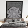 thumbnail image 2 of Bless International Indian hippie Bohemian Psychedelic Golden Blue Peacock Mandala Wall hanging Bedding Tapestry (Black White, Twin (54x72Inches)(140x185cms)), 2 of 4