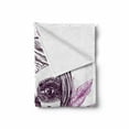 thumbnail image 2 of Day of the Dead Soft Flannel Fleece Throw Blanket, Illustration Gothic Vampire Like Face Skull Flowers Image, Cozy Plush for Indoor and Outdoor Use, 60" x 80", Violet Purple and White, by Ambesonne, 2 of 6