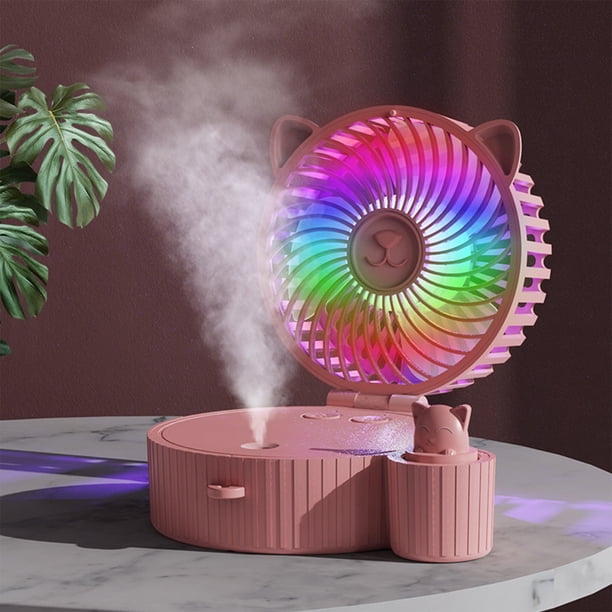 Aire acondicionado portátil USB - Mini nevera de 3 velocidades con humidificador y luces LED, batería de 3000mAh, depósito de agua externo para escritorio en casa