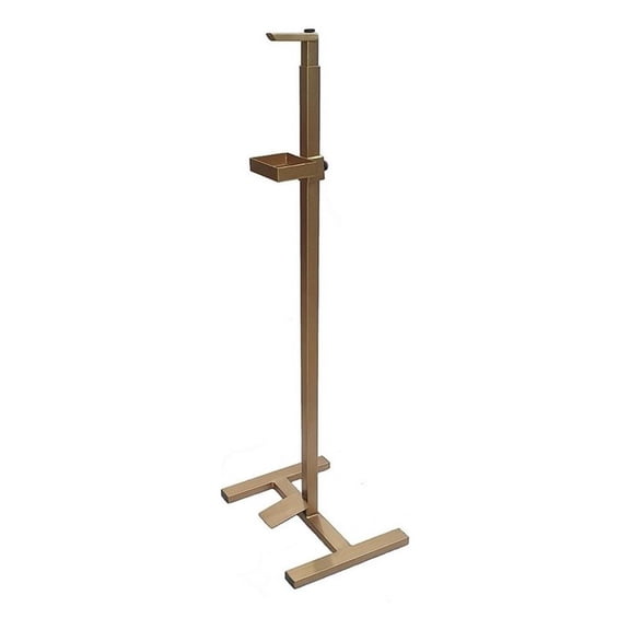 Benjara Lyna 41" Sanitizer Dispenser Stand- Hands Free Foot Pedal- Gold Iron