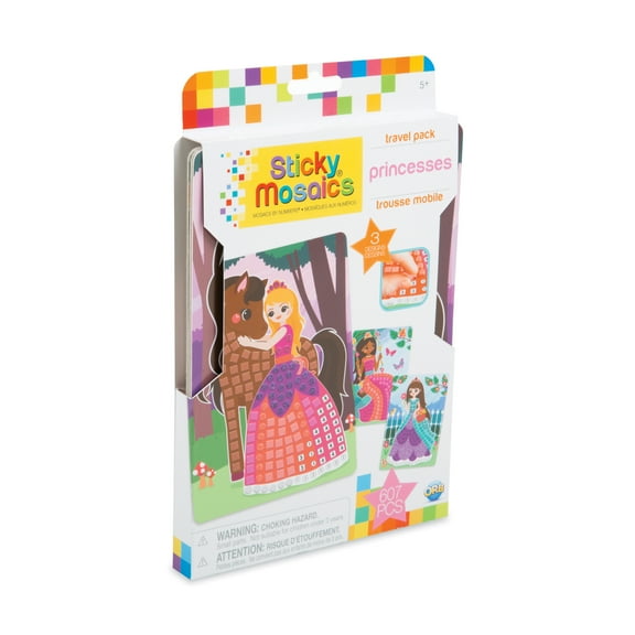 The Orb Factory Sticky Mosaics Princess Travel Pack, Mosaic Making Kits & Supplies for Kids Ages 6 