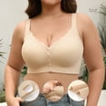 thumbnail image 6 of VISALY Front Closure Bras Supportive Wireless Brasseamless Bra Oversize Bras for Women Breathable No Underwire Support Bralettes Everyday Bras Full Coverage Bras Lounge Bras Comfortable Bras Beige L, 6 of 7