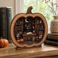 thumbnail image 6 of THOPBPRK Creative Wooden Bookends with 3D Miniature Pumpkin Witch Scene, Decorative Book Shelf Decor, Unique Halloween for Library and Home Study Organization, 6 of 7