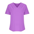 thumbnail image 3 of Aofany V-Neck Women T Shirts Short Sleeve Loose Summer Tops Casual Pleated Basic Blouse, 3 of 5