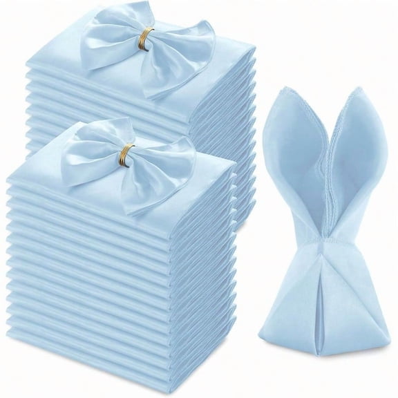 72 Pack Square Light Blue Satin Napkins 20 x 20 Soft Silk Dinner Napkins Smooth Decorative Table Napkins Washable Reusable Cloth Napkins for Weddings Dinner Restaurant Party Decoration